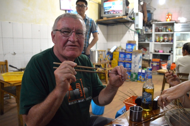 Dad enjoying the wonders of Sichuan hot pot.